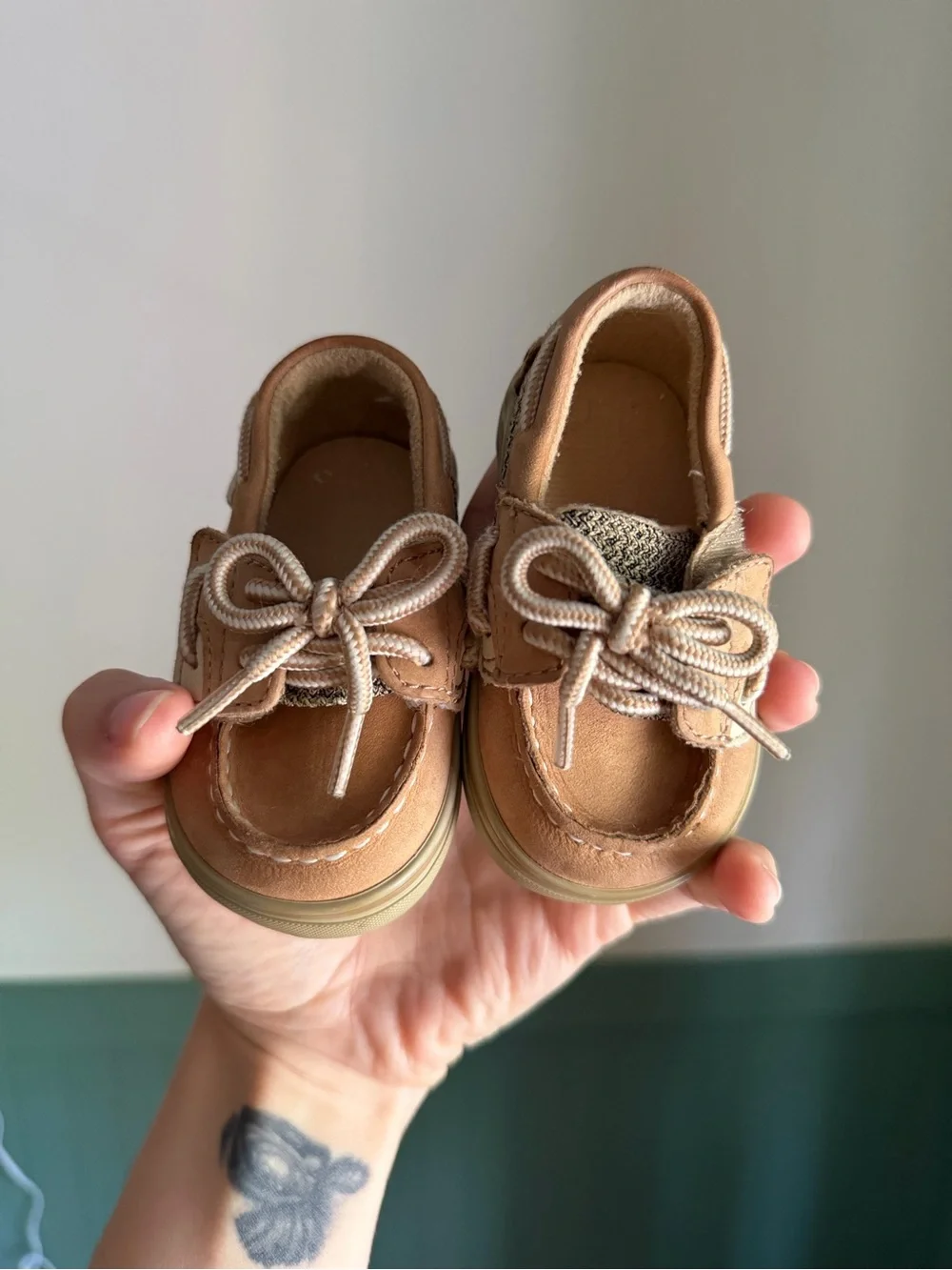 Baby Sperry Tan Boat Shoes  Size 1 Lightweight Casual Velcro